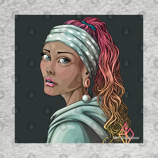 Our modern Reva Prisma as “Girl withe a Pearl earring” by Mei.illustration